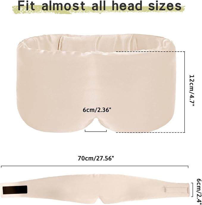 2pcs 100% Handmade Bamboo Sleeping Eye Mask for Women for Men,Night Masks,Organic Sleep Mask,Blockout Eye Mask for Sleeping,Large Size Adjustable (Apricot & Dark Grey)