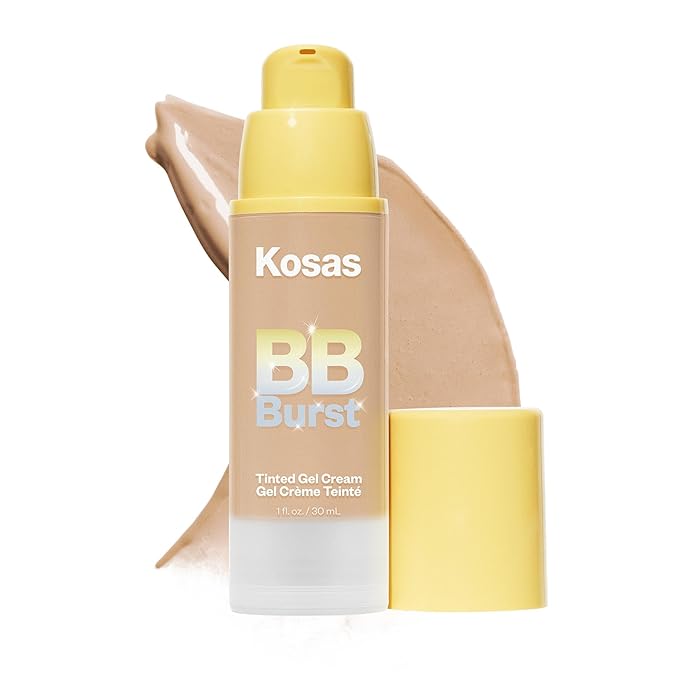 Kosas BB Burst Tinted Face Gel Cream - Supports Healthy Collagen, Smoothes Skin, Hydrates & Moisturizes - Lightweight Buildable Coverage - Medium Warm 24, (1 Oz/30 ML)