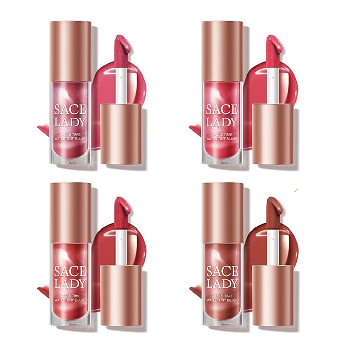 4 Colors Liquid Blush Makeup Kit, Long Lasting Pigmented Natural Matte Face Blush Cream Gel, Lightweight, Blendable, Cruelty Free Women Face Cosmetics Set 4Pcs