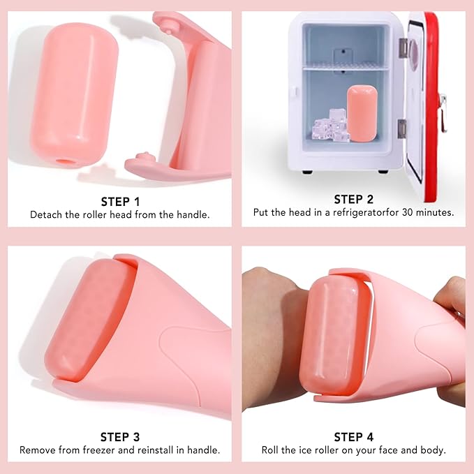 huefull Ice Roller for Face with 2 Rollers and Gua Sha Facial Tools, Face Roller for Self Care, Guasha Tool for Face, Puffiness Relief, Skin Care Gifts for Woman Men, Self Care Gifts