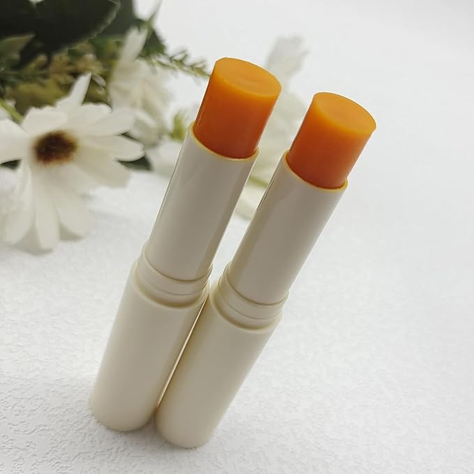 2PC Lip Balm Fade Dark Pigment Whitening Moisturizing Lip Hyaluronic Acid Exfoliating Dead Skin Lightening Lip Care (Orange)