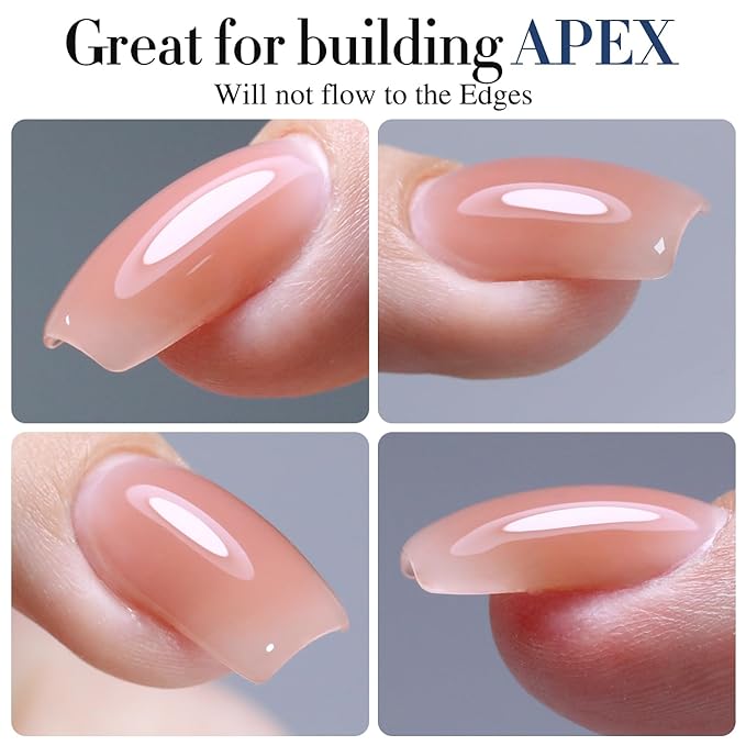 Double Rhythm 0.52Oz Nail Strengthener Rubber Gel Polish Builder in a Bottle for Nail Thickening Extension Hard Structure Glue (Extension Pale Nude)