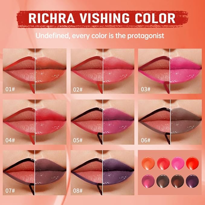 2Pcs Peel Off Lip Gloss Tattoo and Lip Oil 2-in-1, Lip Stain Peel Off Masque - Peel Off Lip Tint ,Long Lasting Waterproof Transfer-proof Lip Mask Lip Gloss Peel Off Lip Liner,Stay Lip Makeup #05+#07