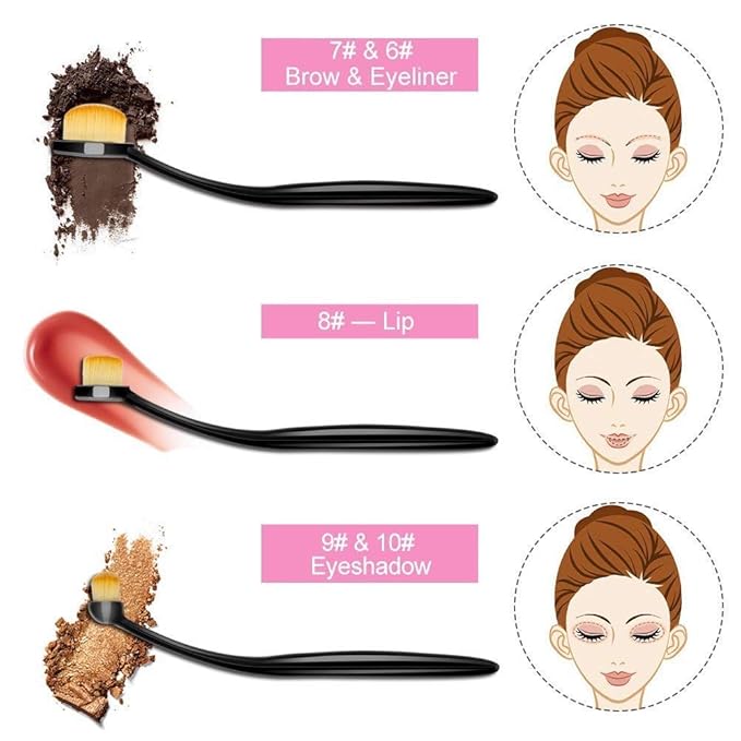 2 Sets Yoseng Oval Makeup Brushes 10 Fashionable Super Soft Professional Oval Toothbrush Foundation Contour Powder Blush Blending Brush Cosmetic Brushes Tool Set ink with Box Black（2 Pack）