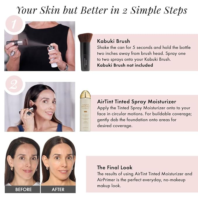 Jerome Alexander MagicMinerals AirTint Tinted Moisturizer AirBrush Spray Light Shade | Tinted Moisturizer Spray with Anti-Aging Ingredients | Dark