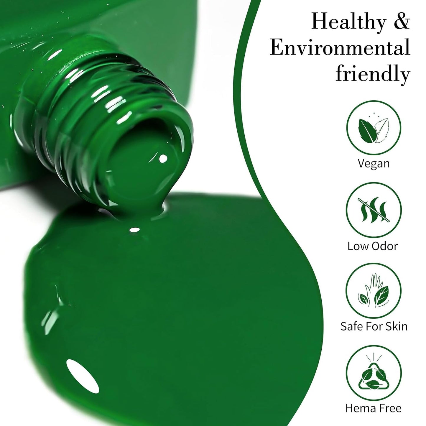 CANNI Green Gel Nail Polish, 1Pcs Emerald Dark Green Color Gel Polish Nail High Gloss Soak Off UV French Manicure Salon DIY