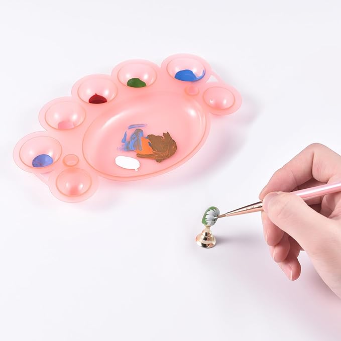 5Pcs ABS Makep Palette Nail Painting Palette with Stainless Steel Stirring Rod Nail Tool Set, Nail Art Polish Painting Mixed Color Palette