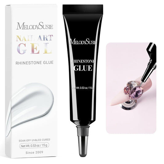 MelodySusie 15g Pinpoint Nail Rhinestone Glue for Nails Super Strong Gel for Nail Charms Gems 3D Nail Gel UV Nail Glue for Nail Art Design Nail Chrome
