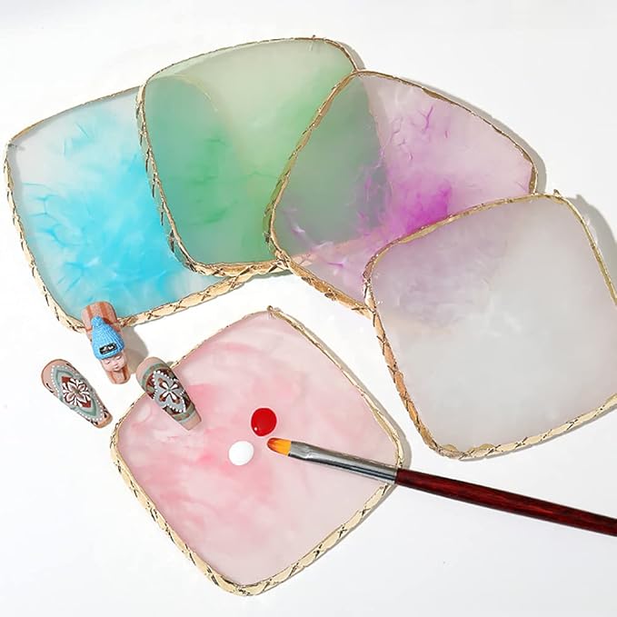 Square Nail Art Palette Painting Makeup Palette Tray Cosmetic Nail Gel Polish Colors Mixing Pallet Blue