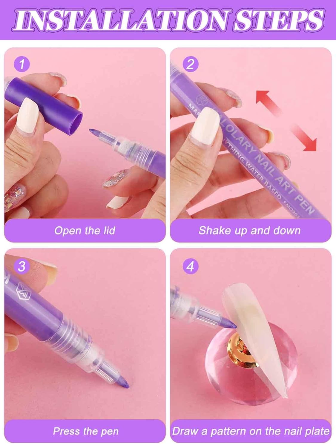 Nail Art Pens Set, EBANKU 12 Colors 3D Nail Polish Pens Acrylic Paint Pens Nail Markers for Nail Art Drawing Painting Manicure Tools Nail Design Kit Home Nail Salon DIY, 0.7MM