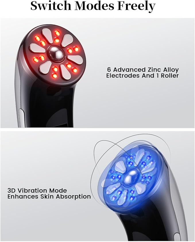 4-in-1 Facial Massager for Face & Neck – Skin Rejuvenation, Lifting & Tightening – Reduces Wrinkles & Puffiness, Enhances Infusion