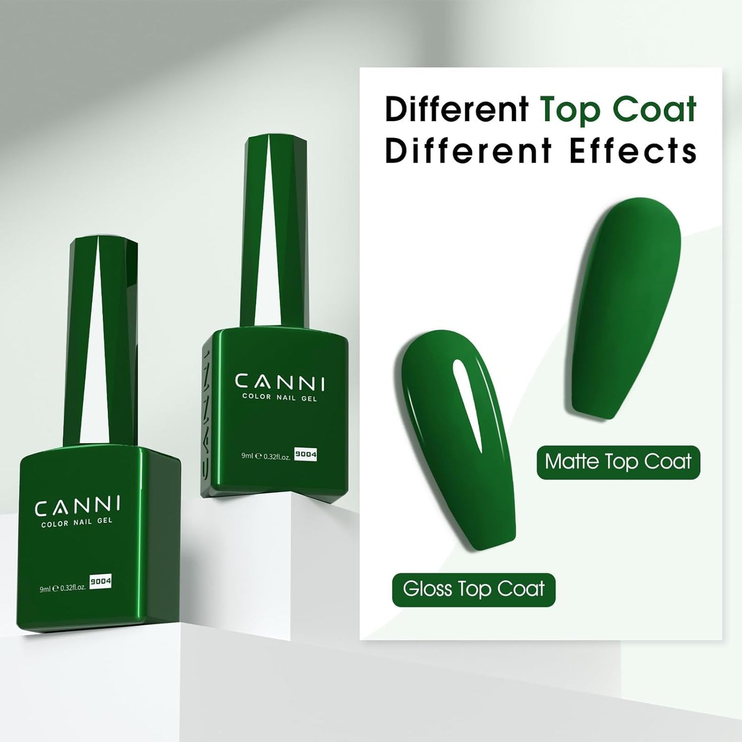 CANNI Green Gel Nail Polish, 1Pcs Emerald Dark Green Color Gel Polish Nail High Gloss Soak Off UV French Manicure Salon DIY