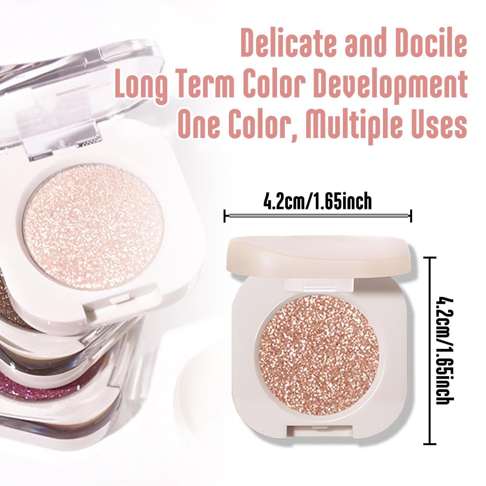 Glitter Eyeshadow Palette,Shimmer Light Nude Eyeshadow Makeup,Neutral Shiny Pressed Powder,Single Vegan Eyeshadow,Highly Pigmented Natural Eyeshadow Palette,Monochrome Long Lasting Glitter Eye Make 09