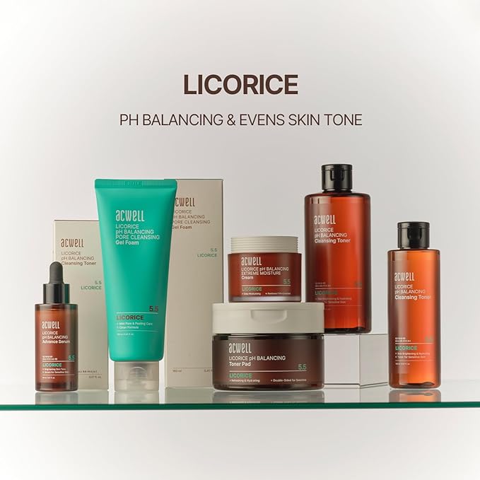 ACWELL Licorice pH Balancing Korean Toner for Cleansing 10.14 fl.oz. - Alcohol-Free PH5.5 Hydrating Facial Astringent - Skin Clarifying & Hydration Boosting Toner