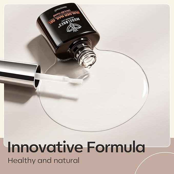 modelones Builder Nail Gel, 7-in-One Clear Builder for Nails, LED Lamp Cured Color Rubber Base Gel Polish Coat Strengthener Thickening Extension Rhinestone Glue in a Bottle for DIY Home Salon Gifts