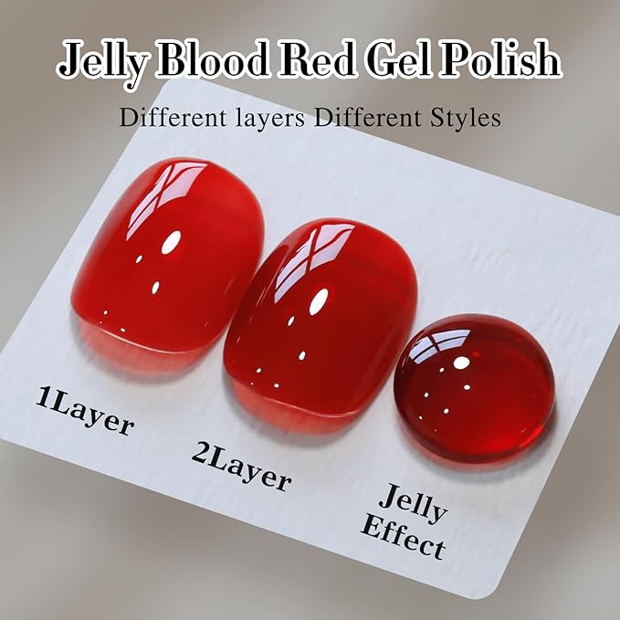 Double Rhythm 0.50 OZ Translucent Gel Polish Same Color Same Bottle Sheer Pastel Neutral Natural Milky 15 ML Jelly UV Nail Art DIY at Home (Burgundy Red-A1485)