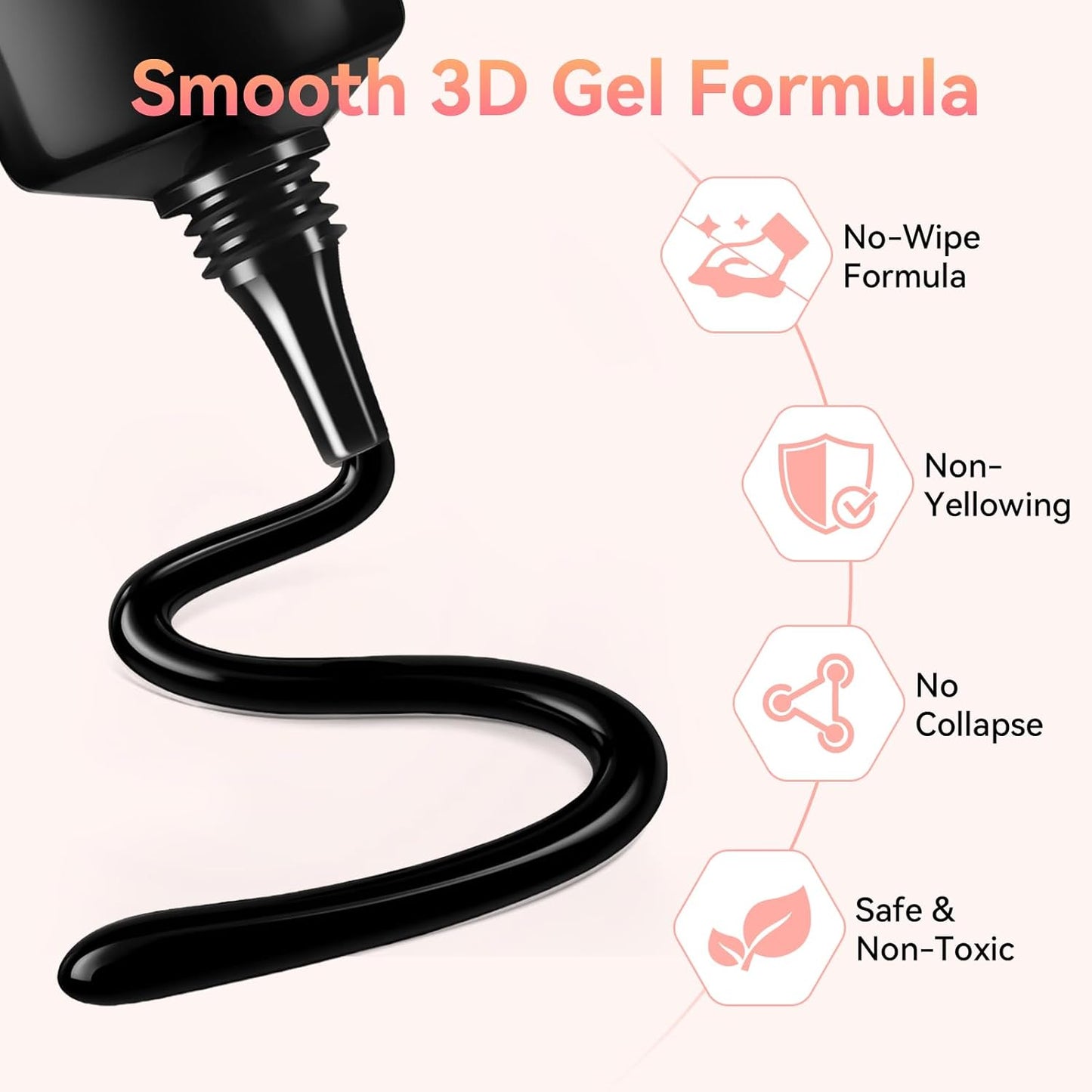 Makartt 3D Gel Nail Art: 15g Sculpting Gel Nail Art Glue for Craving Black Candy Molding Gel No Wipe Embossed Gel Polish Rhinestone Nails Charm Glue Decoration Manicure Designs (Noir)