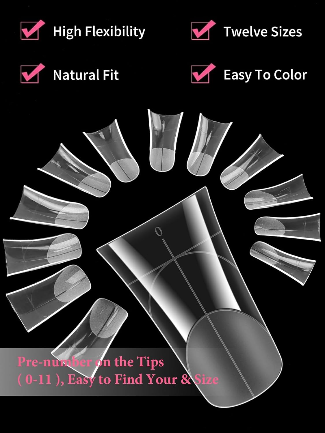 TOROKOM 120Pcs Poly Extension Gel Dual Nail Forms Nail Forms Full Cover Coffin Nail Molds 12 Sizes for Gel Manicure Nail Art Design Salon&DIY