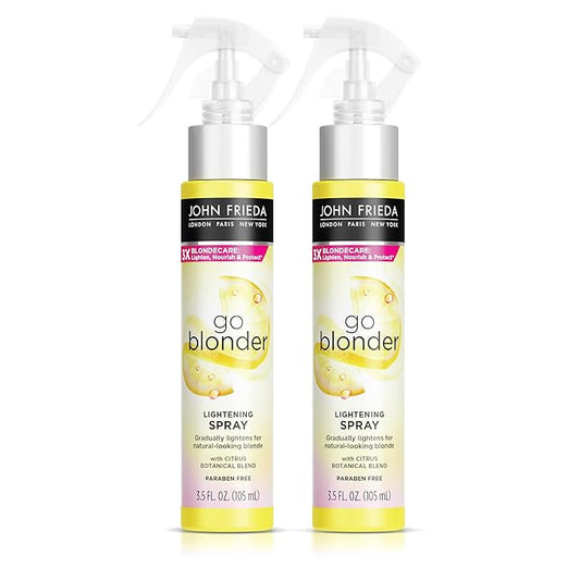 John Frieda Go Blonder Lightening Spray, Gradually Lightens Blonde Color, For Natural or Color-Treated Hair, Formulated with a Citrus Bontanical Blend, Paraben Free, 3.5 Oz, Pack of 2