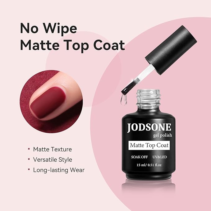 JODSONE 3 Bottles of Top Coat Matte Top Coat Base Coat Set Soak off Salon Use Home DIY Nail Gel