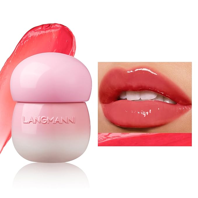 Glow Lip Balm Plumping Moisturizing Lip Balm Glossy Lip Gloss, Day & Night Lip Repair Hydrating Lip Mask Lip Oil Nourishing Lip Care Not Sticky Vegan Tinted Lip Balm Jelly Lipstick(2# WATERMELON RED)