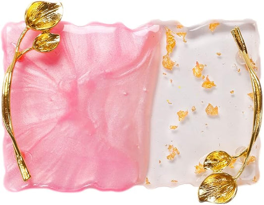 2023 Retro Nail Art Palette, Nail Painting Mixed Color Palette with Leaves Handle, Nail Holder Gel Color Makeup Display Board Pallet (Pink)