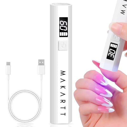 Makartt UV Light for Gel Nails: Handheld Mini Flash Cure Lamp Portable Lumière Nail Dryer for Curing Gel Polish Nail Glue Rechargeable USB Nail Light with LCD 2 Timer for Fast Drying Home Salon Use