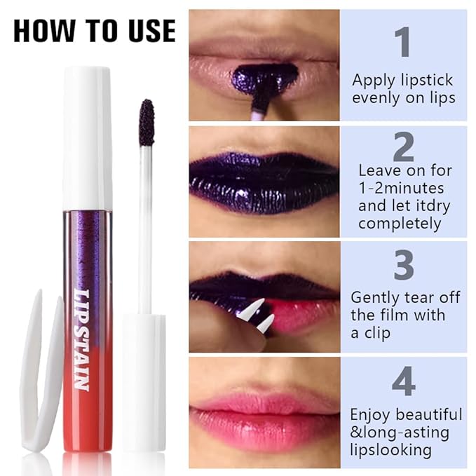 evpct Nude Brown Peel Off Lip Stain Tints with Tweezer, Matte Liquid Lipstick Lip Stain Long Lasting Waterproof for Women, Non-stick Cup Lipstick Peel Off High Pigmented Smudge-proof Easy to Apply, 04