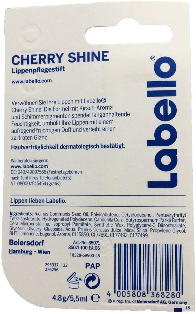 3 LABELLO CHERRY FRUITY SHINE LIP BALM STICK CARE BEAUTY SOFT SMOOTH SPF 10 NEW