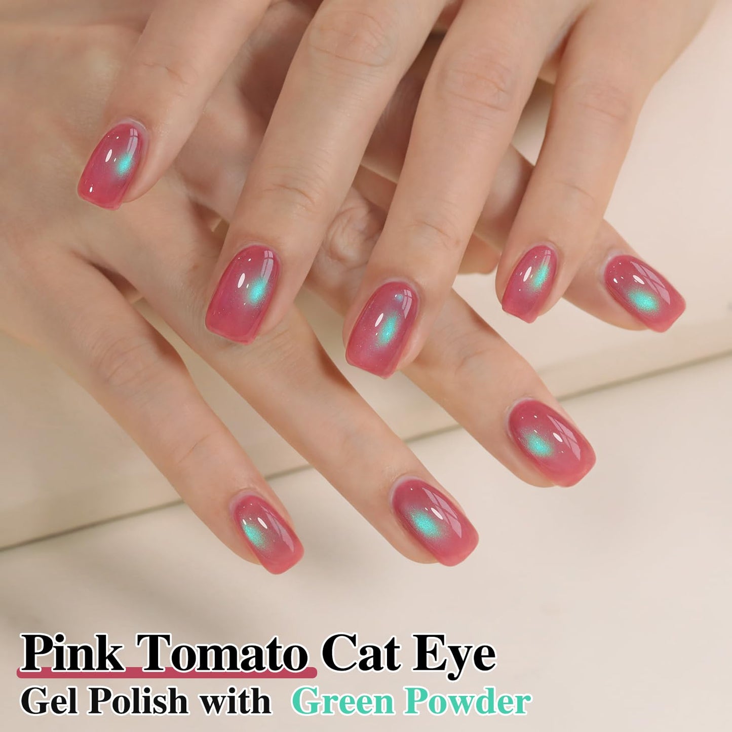 Double Rhythm Jelly Glass Cat Eye Gel Polish with Magnet 15ML Holographic Glitter Shimmer Translucent Sheer Color Magnetic Nail Polish Salon DIY at Home (Pink Teal-MC1267)