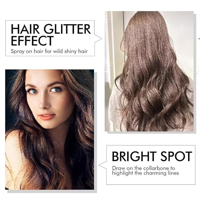 Glitter Body Highlighter Powder Body Shimmer Sparkle Face Brightening Highlighter Powder for Face Eyes Body Glow Makeup With sponge head（05#）