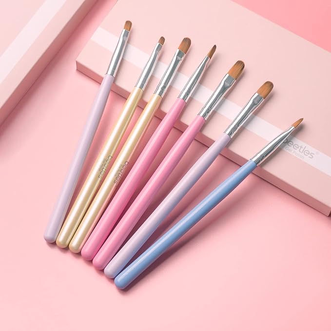 Beetles Gel Nail Brush, 7Pcs Nail Art Brushes, Nail Art Tips Nail Brushes for Nail Art Nail Painting Brush Pen Set for Home and Salon Use Decoration