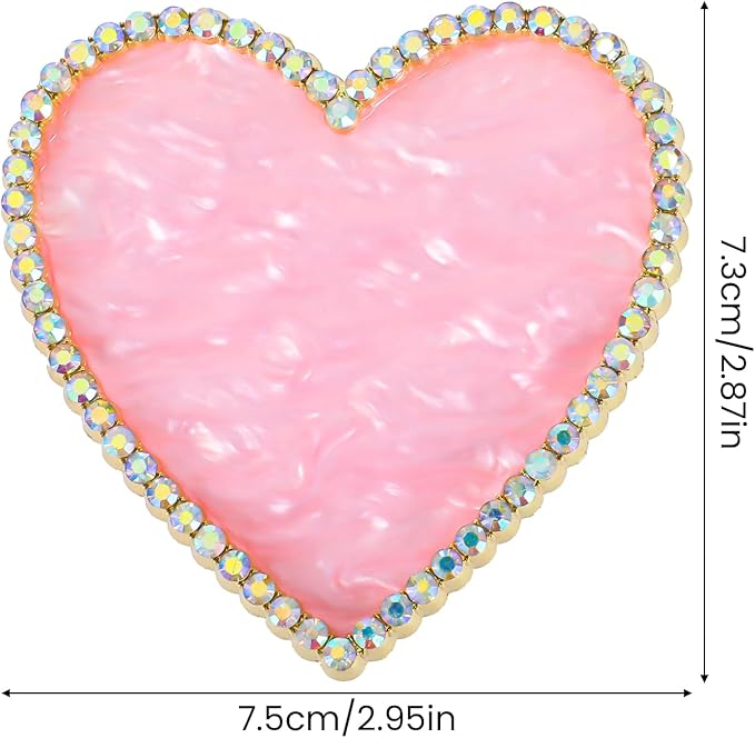 Sibba Resin Nail Art Palette, Golden Edge Nail Mixing Palette with Diamond, Polish Color Mixing Plate, Nail Holder Display Board, Heart Shape Cosmetic Mixing Tools for Women and Girls(Pink)