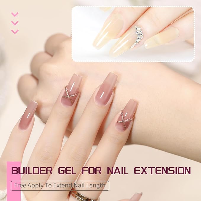 JODSONE Builder Color Gel Top Coat Base Coat Extension Gel 24 PCS Kit Long Lasting High Gloss Gift For Women