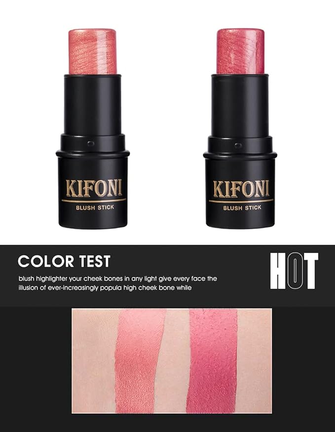 4 Pcs Cruelty-Free Waterproof Highlighter Makeup Sticks Shimmer Illuminator and Blush Stick Face Contour Cosmetics Set Easy To Use Blends Effortlessly