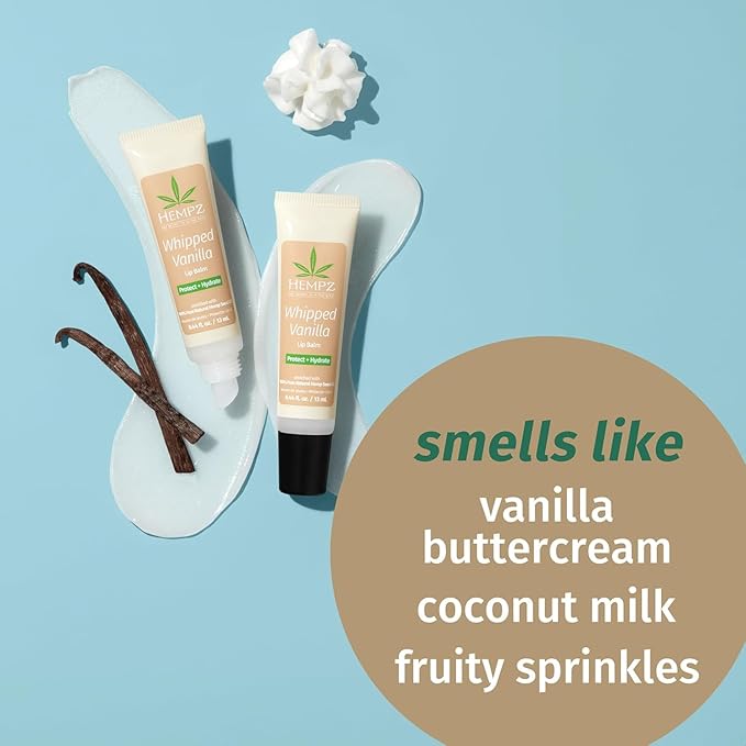 Hempz Hydrating Lip Sleeping Mask - Whipped Vanilla (.70 Oz.) | Overnight Hydrating Lip Balm with Vanilla Lip Butter Balm, Soothing and Hydrating Lip Care for Men or Women, .44oz