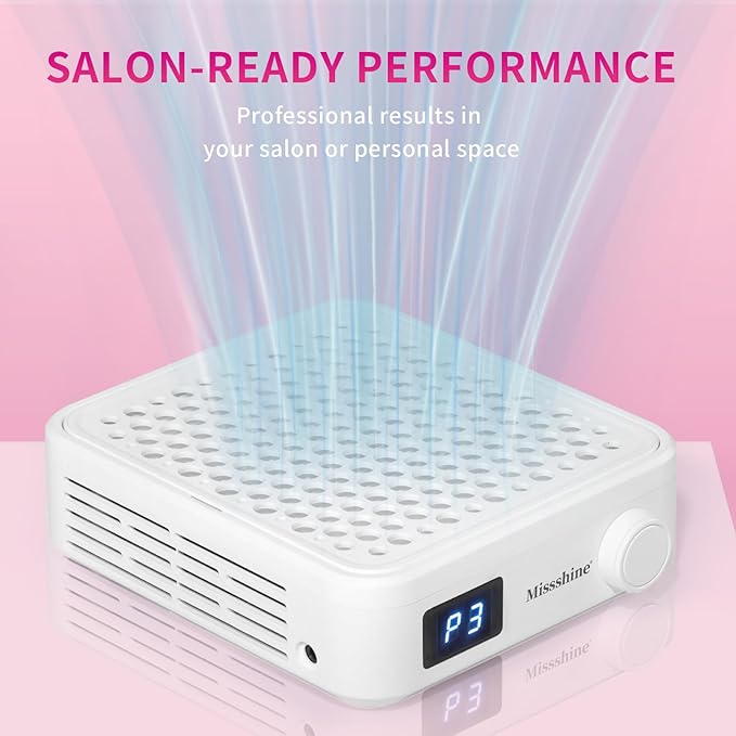 Missshine Nail Dust Collector with Adjustable Suction Power，Mini Vacuum Nail fan Dust Collector With Reusable Filter for Girls