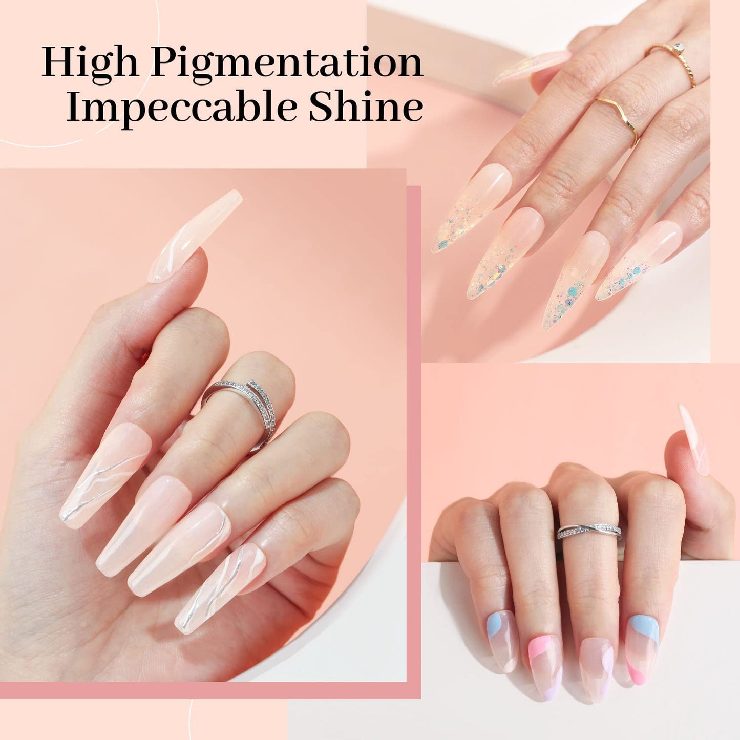 Modelones Dip Powder Nail Art Translucent Sheer Nude Color, 28 Long-Lasting Build Powder Salon DIY at Home No Lamp Cured