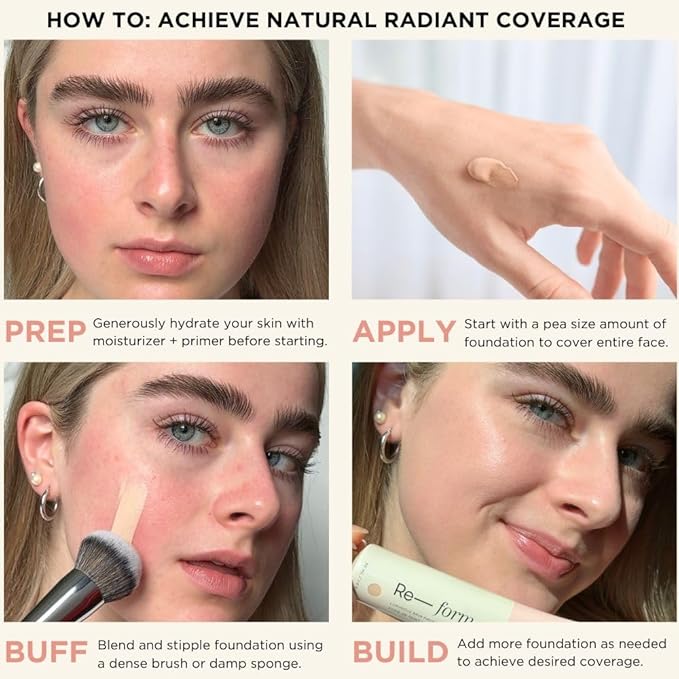 HALEYS Re-form Luminous Skin Foundation, VEGAN + CRUELTY-FREE, Blurs, Conceals, Blendable, Buildable Med-to-Full Coverage, Weightless, Oil-free, All-Day Wear, Hyaluronic Acid, All skin types (3.25)