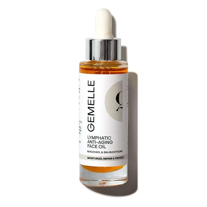 GEMELLE Lymphatic Anti-Aging Face Oil | 10x Award Winner | Vitamin C,E,A | Moisturize, Repair & Protect | Premium Natural Botanical Oil | Use with Face Massage, Lymphatic Drainage Massager - 30ml