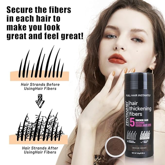 Hair Fibers for Thinning Hair for Women All-Natural Hair Building Fibers 0.98 Oz Hair Volume Powder Bald Spot Cover Up for Men & Women (Gray)