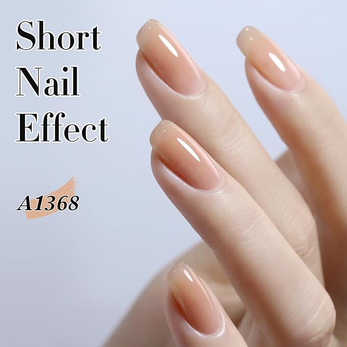 Double Rhythm 0.5Oz Translucent Gel Polish Sheer Neutral Natural Light Milky Same Color Same Bottle 15ML Jelly Art DIY at Home (Neutral Nude Pink-A1368)