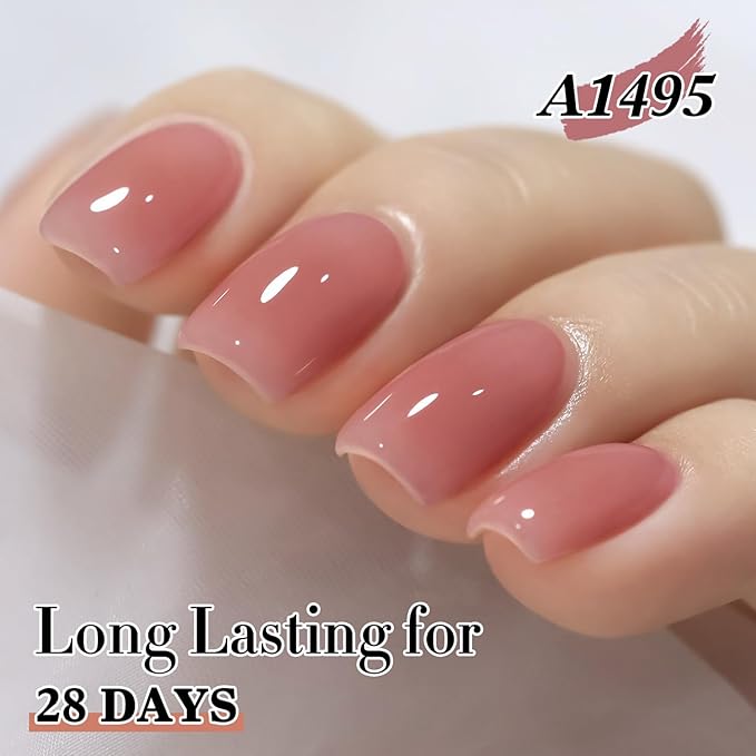 Double Rhythm 0.50 OZ Translucent Gel Polish Same Color Same Bottle Sheer Pastel Neutral Natural Milky 15 ML Jelly UV Nail Art DIY at Home (Pale Purple Pink-A1495)