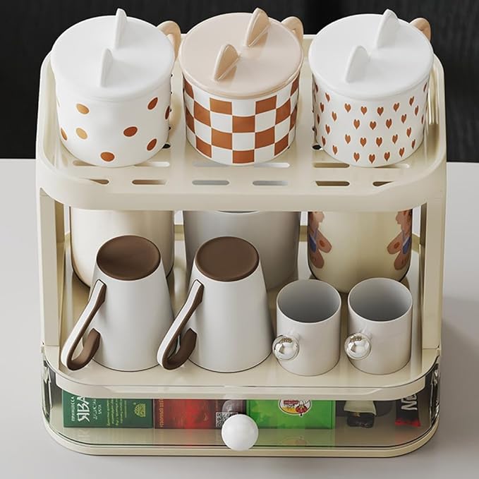 3-Tier Desk Organizers & Dispensers，Mail Holder for Office Desk Organization，Kitchen Spice Rack or Bathroom Countertop Organizer, Gift for Teachers, Classmates, and Friends (Beige)