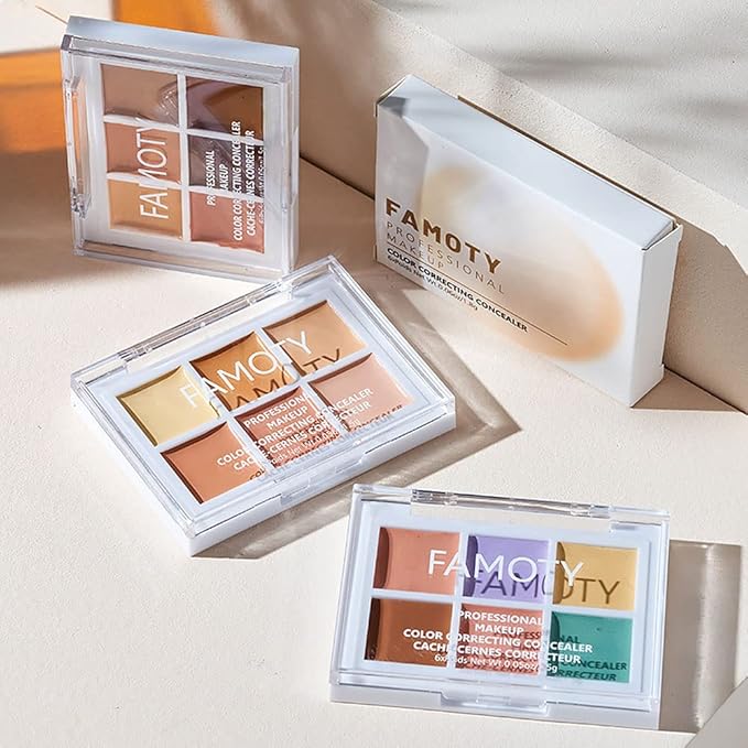 6 Color Correcting Concealer Palette With Concealer Brush, Tattoo Concealer, Cream Contouring Makeup Kit, Corrects Dark Circles Red Marks Scars Light Mediumor creamy concealer A1