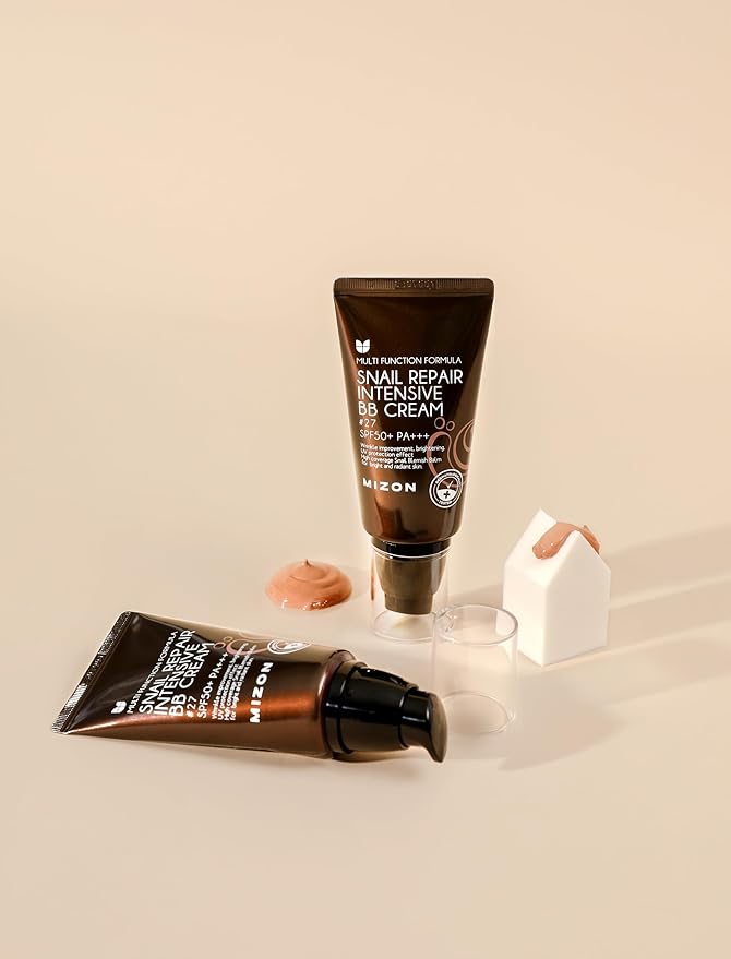 MIZON Snail Repair Blemish Balm, Multifunctional BB Cream with Snail Mucus Filtrate, Skin Care and Makeup Coverage, Strenghtens Skin Elasticity, Improves Fine Wrinkles (#27)