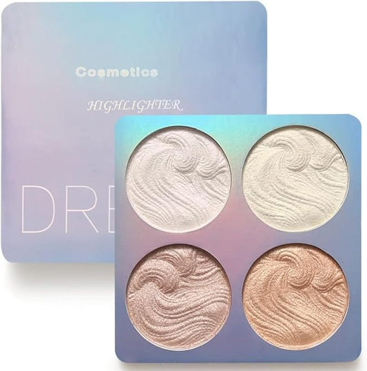 Highlighter Makeup Palette,Highlighter Palette Illuminator Powder Palette White Highlighter Baked Waterproof Long Lasting Brilliant Lighten Skin Color Face Contour Powder Makeup Highlighter
