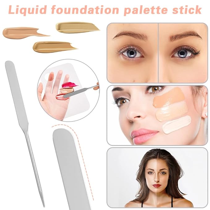 Acrylic Cosmetic Makeup Palette, 3PCS Makeup Mixing Palette With Spatula Makeup Artist Tool, Professional Cosmetic Mixing Makeup Palette For Mixing Eye Shadow/Eyelash/Nail Art/Foundation