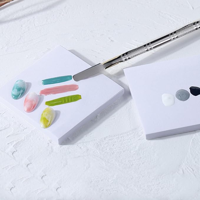 50 Sheets Disposable Nail Polish Palette Paper Nail Art Mixing Palette Papers Portable Waterproof Nail Art Makeup Palette Nail Gel Mixing Tool with Nail Palette Stirring Rod (50pcs)