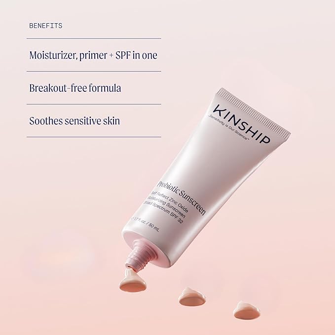 Kinship Zinc Oxide Mineral Sunscreen for Face Self Reflect SPF 32 | Vegan, Reef Safe, Non Toxic Eczema Sunscreen for Sensitive Skin | Sunblock Face Moisturizer with SPF (1.75 oz)